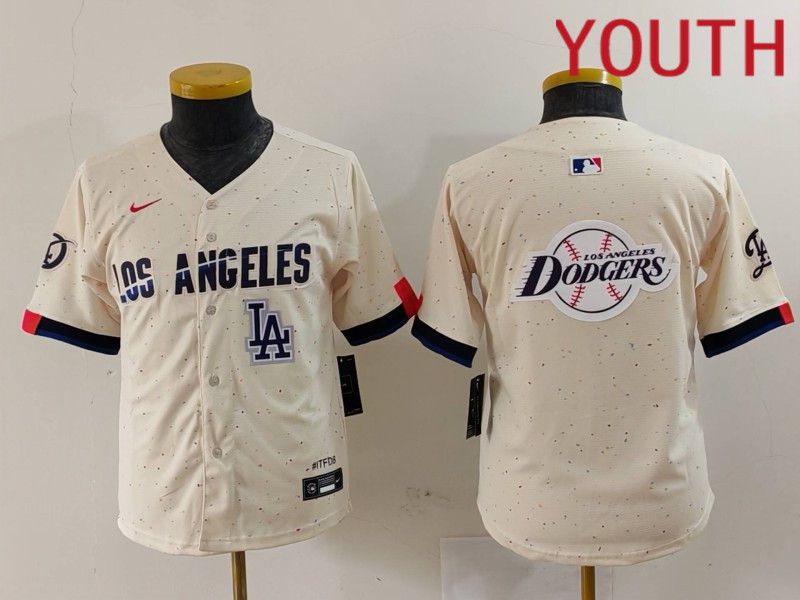 Youth Los Angeles Dodgers Blank Cream Fashion Nike Game MLB Jersey style 6299->youth mlb jersey->Youth Jersey
